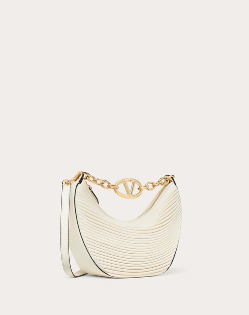 Red Valentino HOBO PICCOLA VLOGO MOON BAG IN NAPPA LAVORATA CON CATENA Sconto