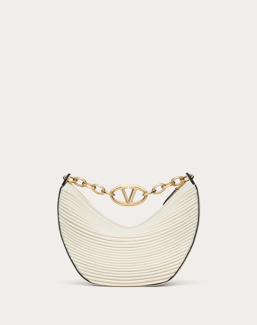 Red Valentino HOBO PICCOLA VLOGO MOON BAG IN NAPPA LAVORATA CON CATENA Sconto