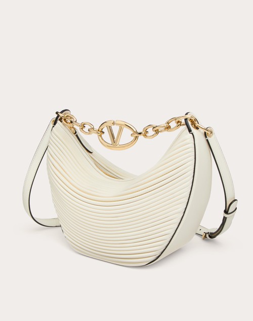 Red Valentino HOBO PICCOLA VLOGO MOON BAG IN NAPPA LAVORATA CON CATENA Sconto