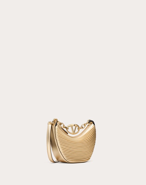 Red Valentino MINI HOBO VLOGO MOON BAG IN NAPPA LAVORATA METALLIZZATA CON CATENA Offerta
