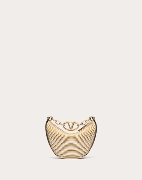 Red Valentino MINI HOBO VLOGO MOON BAG IN NAPPA LAVORATA METALLIZZATA CON CATENA Offerta