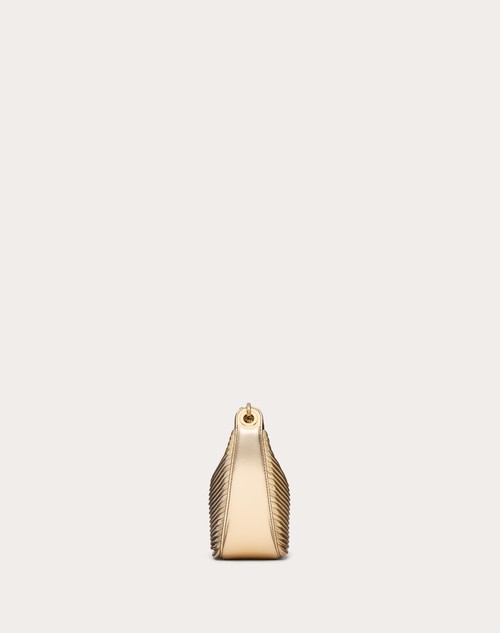 Red Valentino MINI HOBO VLOGO MOON BAG IN NAPPA LAVORATA METALLIZZATA CON CATENA Offerta