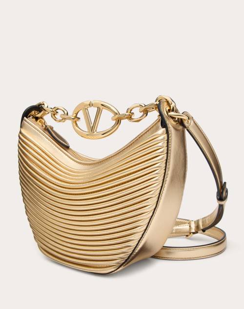 Red Valentino MINI HOBO VLOGO MOON BAG IN NAPPA LAVORATA METALLIZZATA CON CATENA Offerta