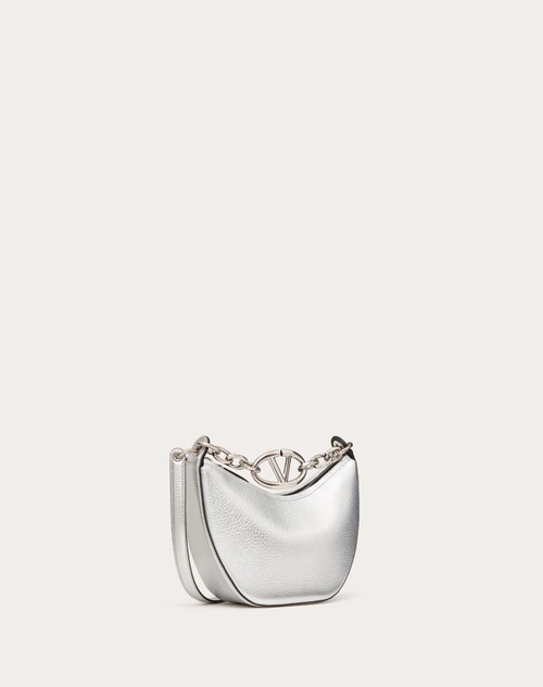 Red Valentino MINI HOBO VLOGO MOON BAG IN VITELLO GRANATO METALLIZZATO CON CATENA Economico
