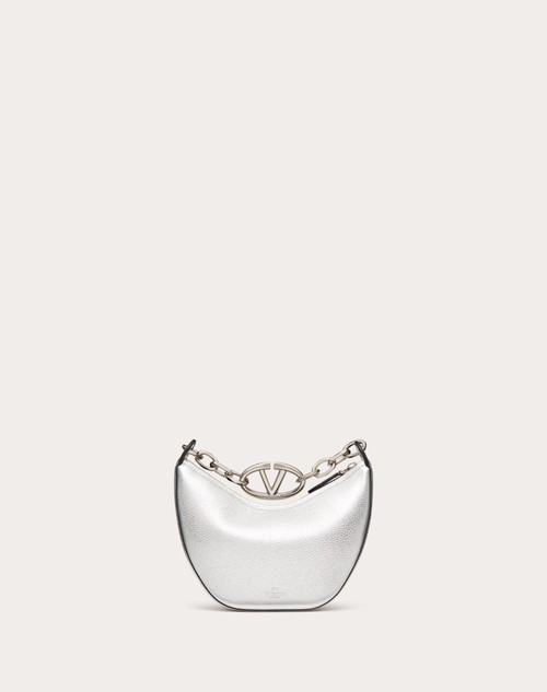 Red Valentino MINI HOBO VLOGO MOON BAG IN VITELLO GRANATO METALLIZZATO CON CATENA Economico