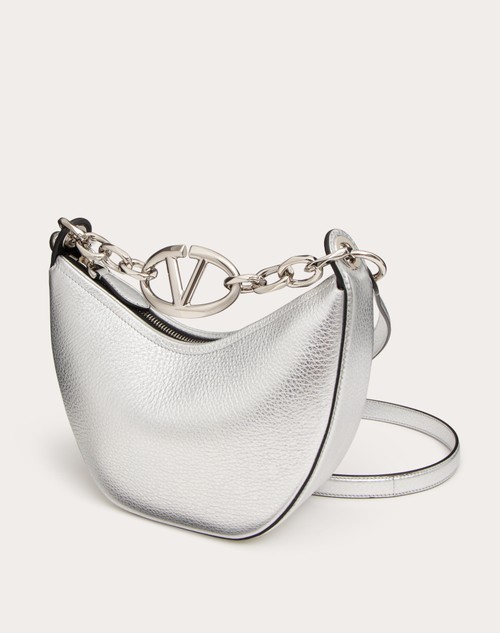 Red Valentino MINI HOBO VLOGO MOON BAG IN VITELLO GRANATO METALLIZZATO CON CATENA Economico