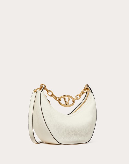 Red Valentino HOBO PICCOLA VLOGO MOON BAG IN VITELLO GRANATO CON CATENA Saldi