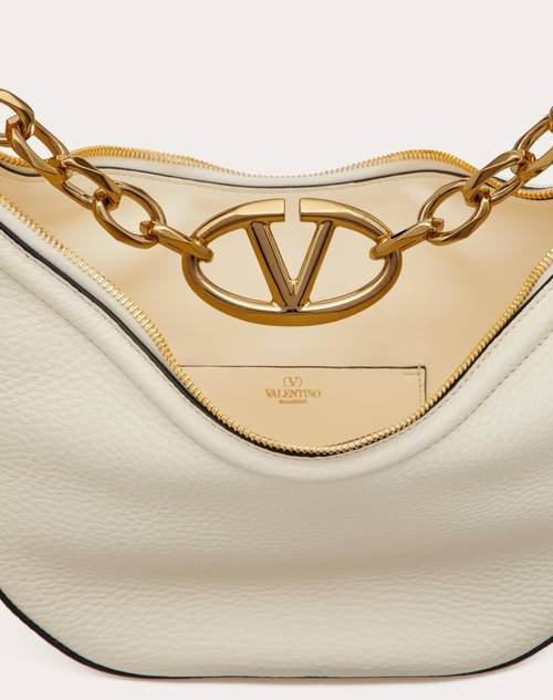 Red Valentino HOBO PICCOLA VLOGO MOON BAG IN VITELLO GRANATO CON CATENA Offerte