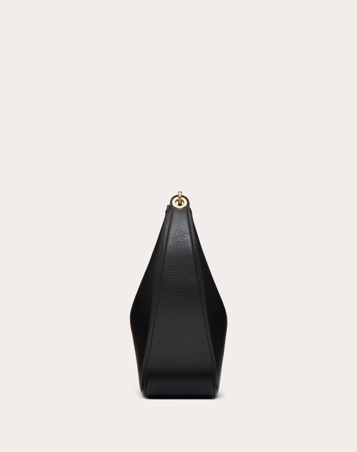Red Valentino HOBO MEDIA VLOGO MOON BAG IN VITELLO GRANATO CON CATENA Saldi Di Fabbrica