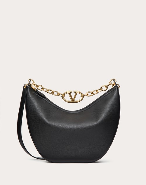 Red Valentino HOBO MEDIA VLOGO MOON BAG IN VITELLO GRANATO CON CATENA I Più Venduti