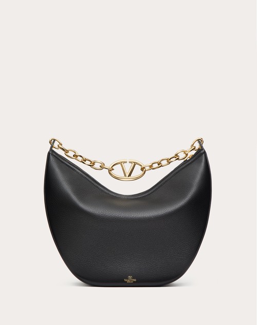 Red Valentino HOBO MEDIA VLOGO MOON BAG IN VITELLO GRANATO CON CATENA I Più Venduti