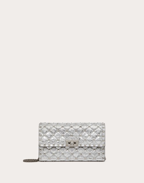 Red Valentino BORSA A TRACOLLA ROCKSTUD SPIKE IN AGNELLO METALLIZZATO