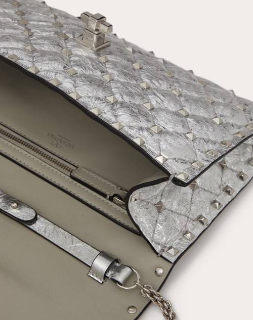 Red Valentino BORSA A TRACOLLA ROCKSTUD SPIKE IN AGNELLO METALLIZZATO In Linea