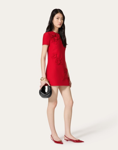 Red Valentino ABITO CORTO IN CREPE COUTURE RICAMATO In Vendita