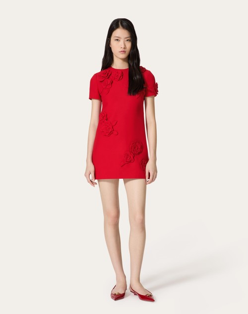 Red Valentino ABITO CORTO IN CREPE COUTURE RICAMATO In Vendita