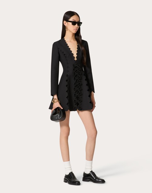 Red Valentino ABITO CORTO IN CREPE COUTURE RICAMATO Saldi Di Fabbrica