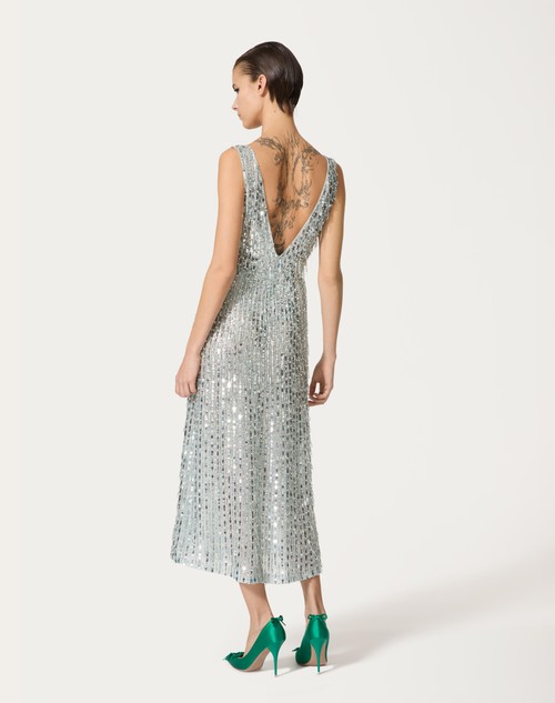 Red Valentino ABITO MIDI IN ORGANZA RICAMATO Vendite Flash
