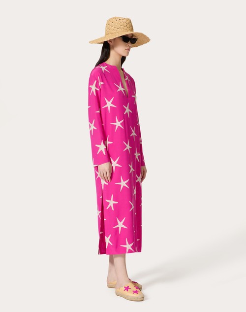 Red Valentino ABITO MIDI IN CREPE DE CHINE STARFISH Vendita