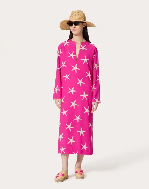 Red Valentino ABITO MIDI IN CREPE DE CHINE STARFISH Vendita