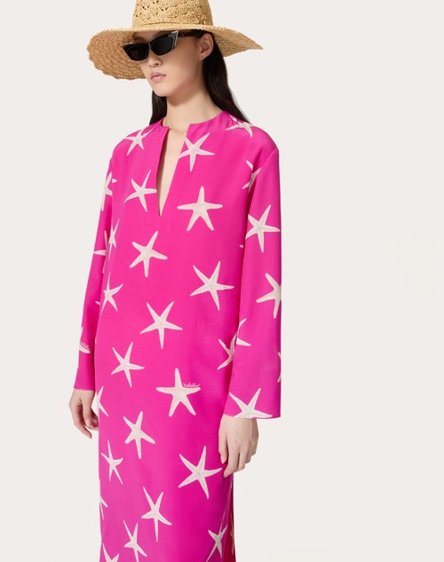 Red Valentino ABITO MIDI IN CREPE DE CHINE STARFISH Vendita