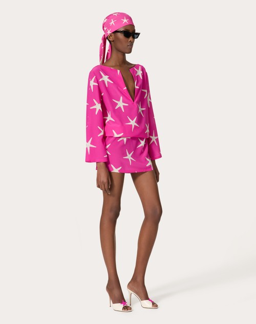 Red Valentino ABITO CORTO IN CREPE DE CHINE STARFISH Promozione