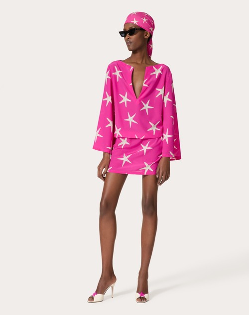 Red Valentino ABITO CORTO IN CREPE DE CHINE STARFISH Promozione