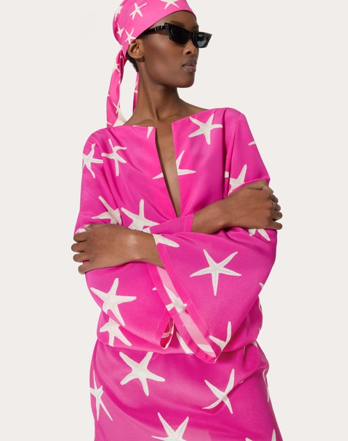 Red Valentino ABITO CORTO IN CREPE DE CHINE STARFISH Promozione