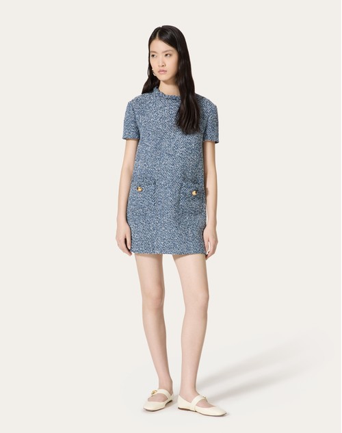 Red Valentino ABITO CORTO IN DENIM TEXTURED TWEED Negozi Online