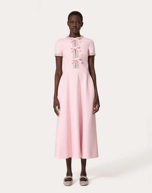 Red Valentino ABITO MIDI IN CREPE COUTURE RICAMATO Sconto