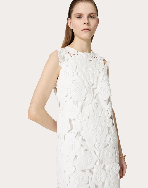 Red Valentino ABITO CORTO IN LIGHT DOUBLE SPLITTABLE GABARDINE RICAMATO In Vendita