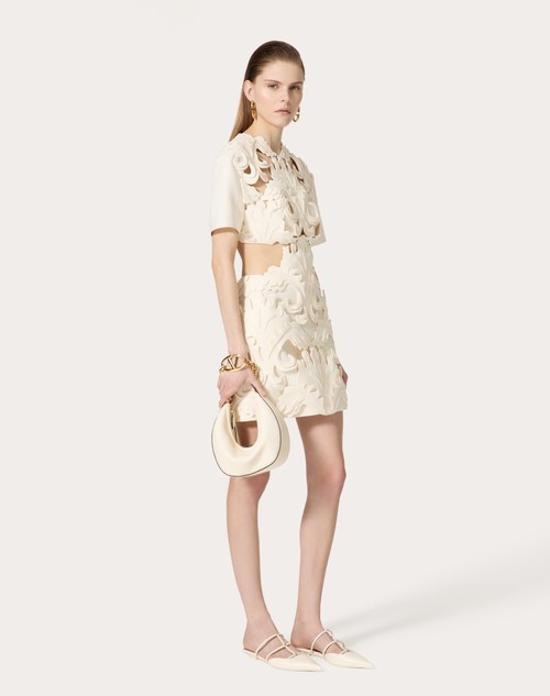 Red Valentino ABITO CORTO IN CREPE COUTURE RICAMATO Saldi