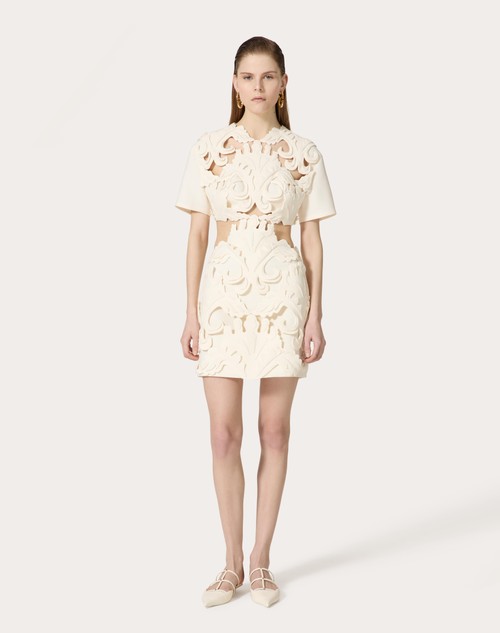Red Valentino ABITO CORTO IN CREPE COUTURE RICAMATO Saldi