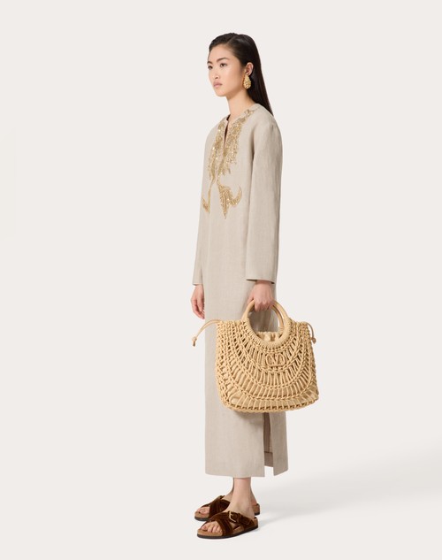 Red Valentino ABITO MIDI IN TELA LINO RICAMATO Offerte