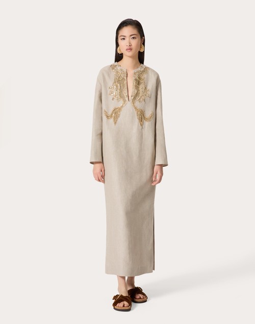 Red Valentino ABITO MIDI IN TELA LINO RICAMATO Offerte