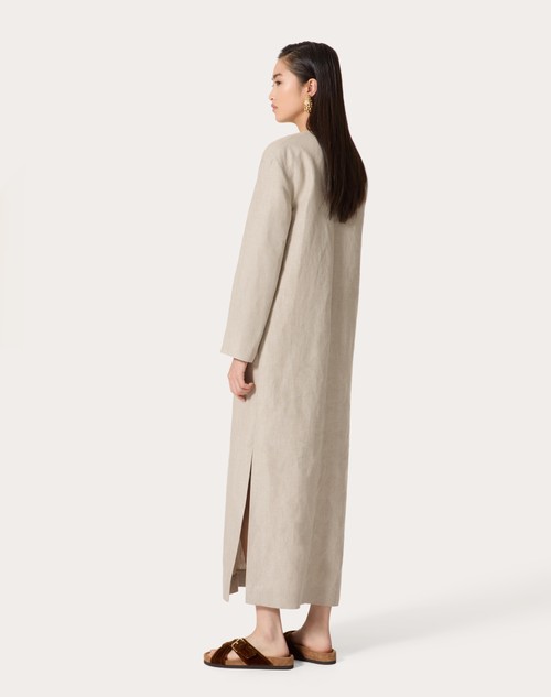 Red Valentino ABITO MIDI IN TELA LINO RICAMATO Offerte