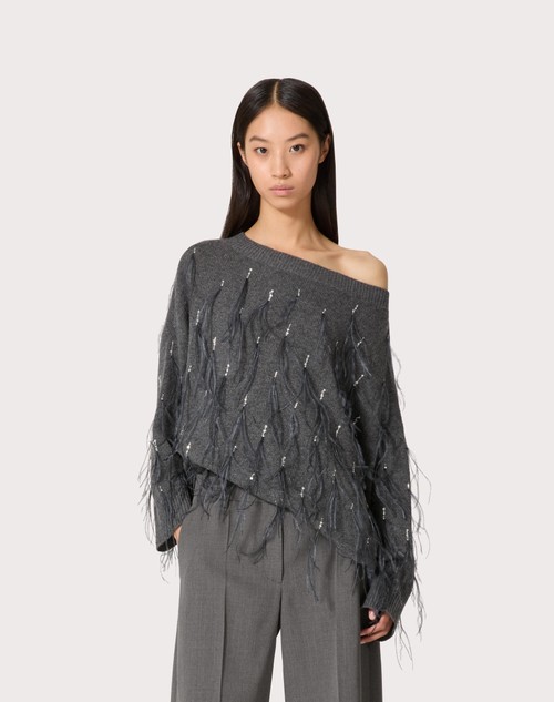 Red Valentino MAGLIA IN LANA CON PIUME RICAMATA Affare Del Giorno