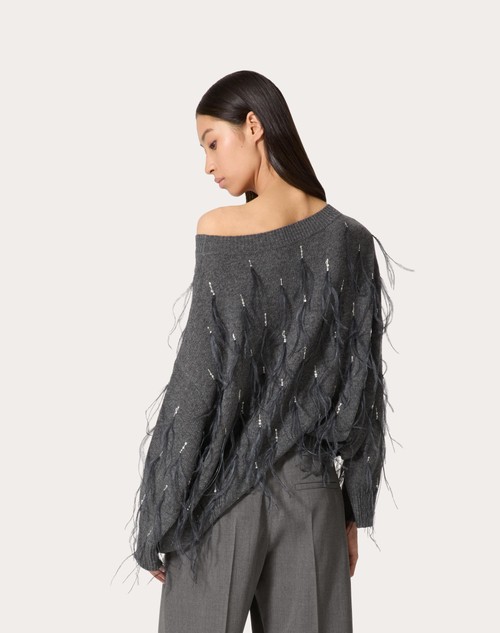 Red Valentino MAGLIA IN LANA CON PIUME RICAMATA Affare Del Giorno