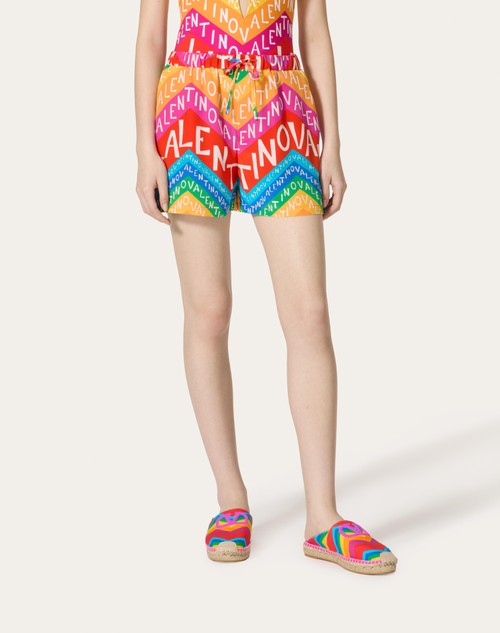 Red Valentino SHORTS IN CREPE DE CHINE VALENTINO CHEVRON 24 Italy