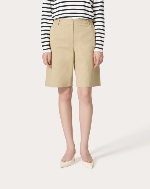 Red Valentino BERMUDA IN DIAGONAL COTTON LINEN Nuovo