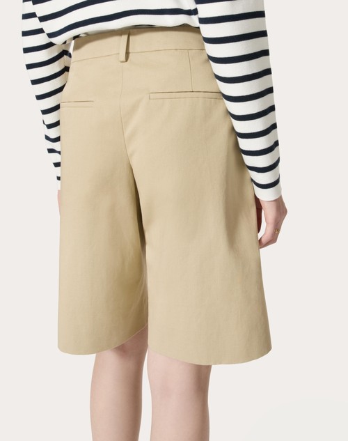 Red Valentino BERMUDA IN DIAGONAL COTTON LINEN Nuovo