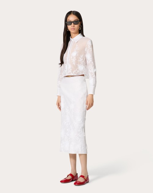 Red Valentino GONNA MIDI IN CAMELLIA ORGANDIS Online