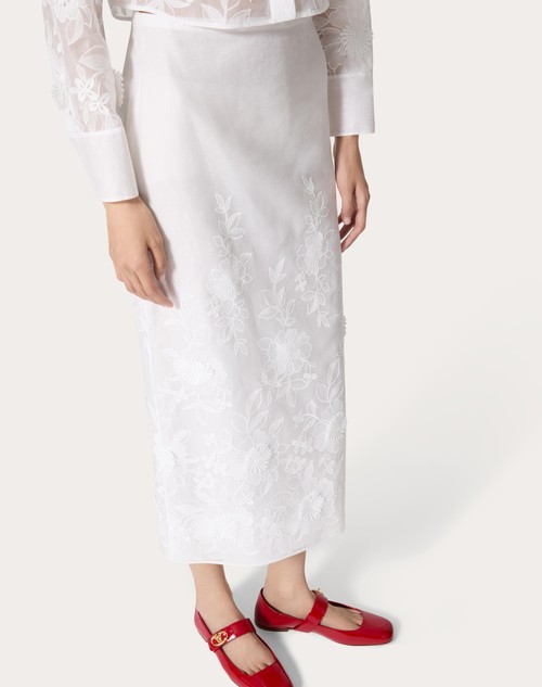 Red Valentino GONNA MIDI IN CAMELLIA ORGANDIS Online