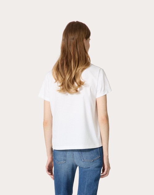 Red Valentino T-SHIRT IN COTTON JERSEY RICAMATA Moda