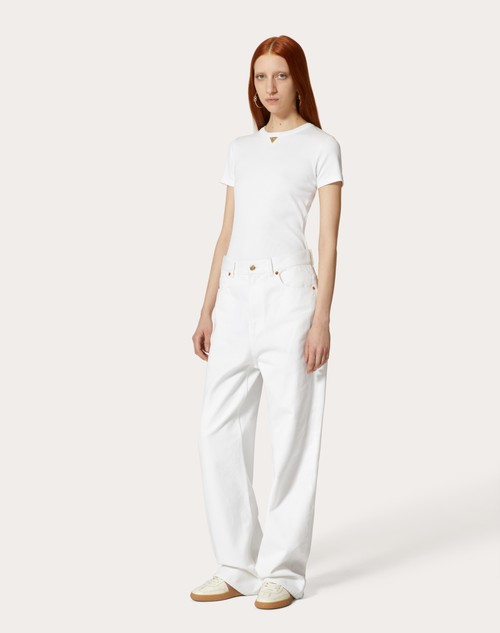 Red Valentino T-SHIRT IN RIBBED COTTON Italy