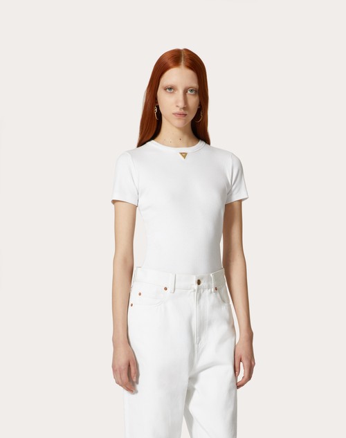 Red Valentino T-SHIRT IN RIBBED COTTON Italy