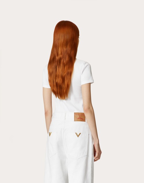 Red Valentino T-SHIRT IN RIBBED COTTON Italy