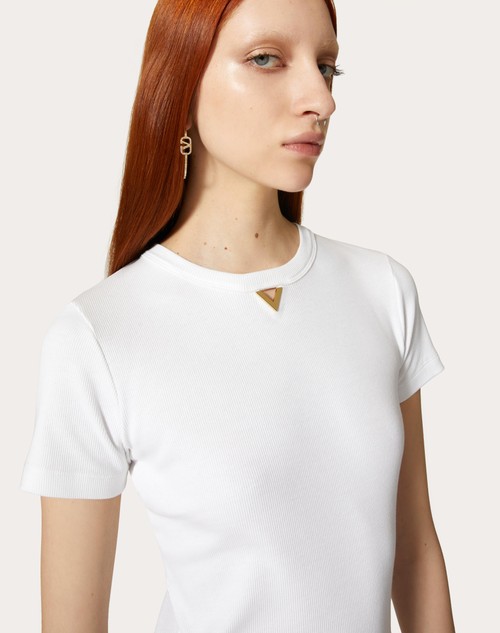 Red Valentino T-SHIRT IN RIBBED COTTON Italy