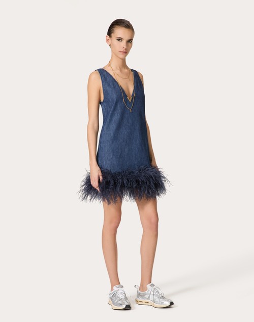 Red Valentino ABITO CORTO IN CHAMBRAY DENIM Nuovo