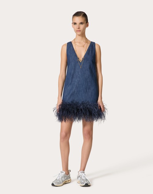 Red Valentino ABITO CORTO IN CHAMBRAY DENIM Nuovo