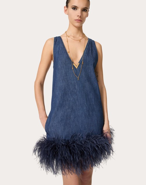 Red Valentino ABITO CORTO IN CHAMBRAY DENIM Nuovo